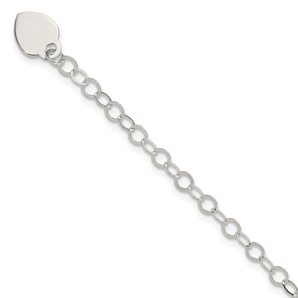 Kazi Luxury Sterling Silver Engraveable Heart Charm Bracelet
